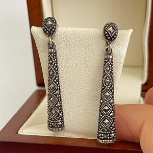Sterling silver marcasite drop earrings
